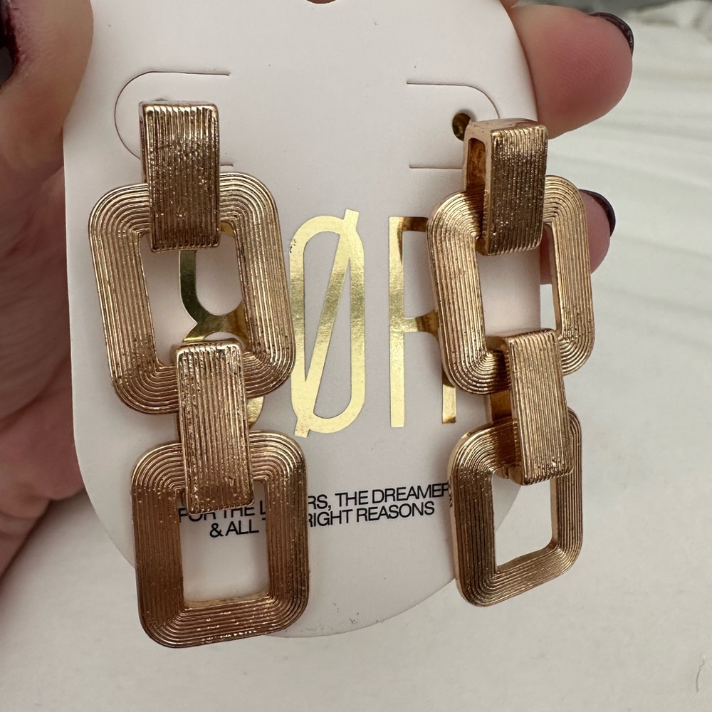 WORN ONCE Gold Geometric Drop Earrings